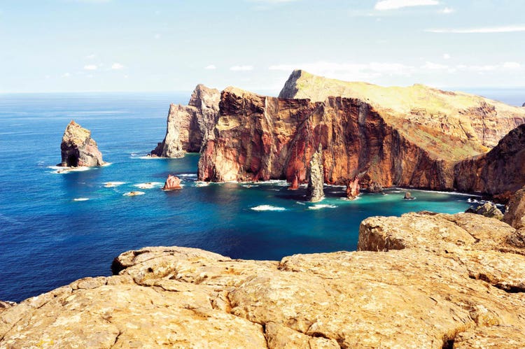 Stunning coastal view of Canical, featuring rocky cliffs and turquoise waters along the Atlantic Ocean.